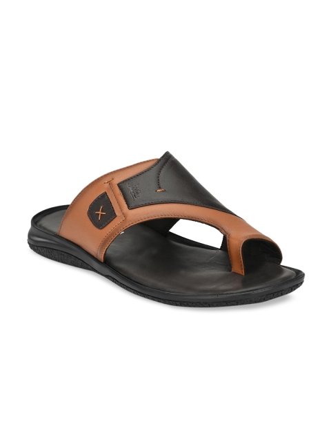 

Hitz Men Tan & Black Leather Comfort Sandals