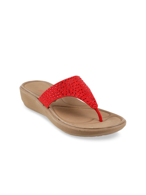 

Metro Women Red Solid Embellished Comfort Heels