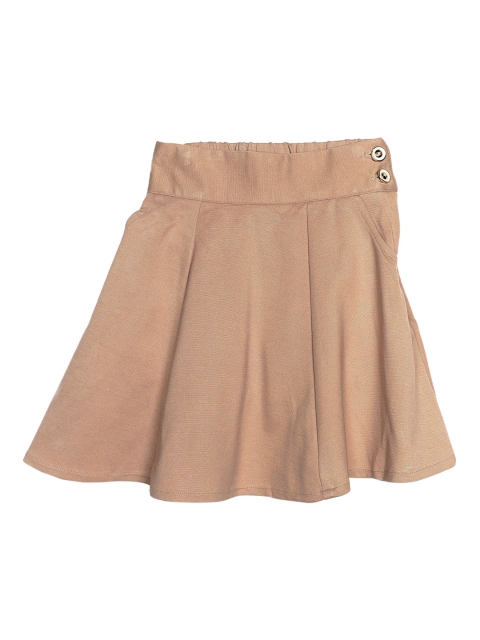 

Peppermint Girls Beige Solid Flared Knee-Length Skirt