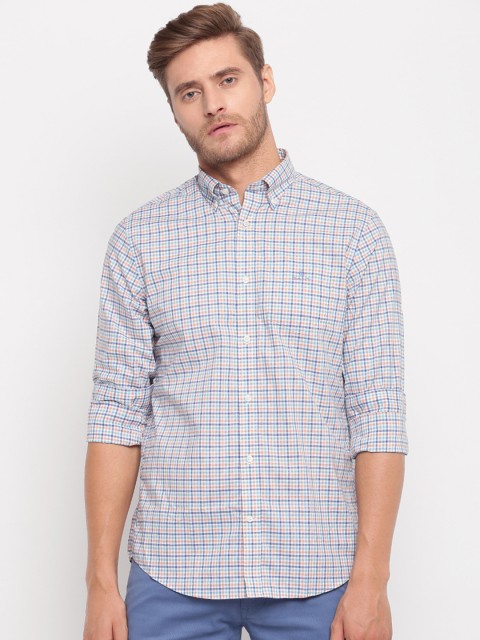 

GANT Men Blue & Orange Regular Fit Checked Casual Shirt