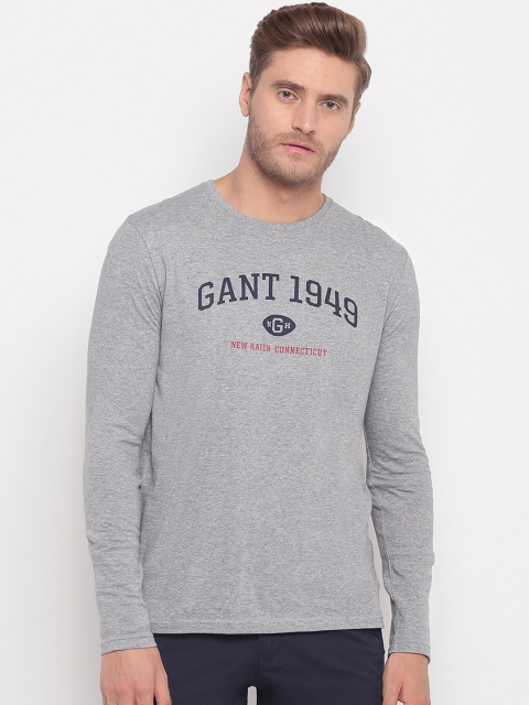 

GANT Men Grey Printed Round Neck T-shirt