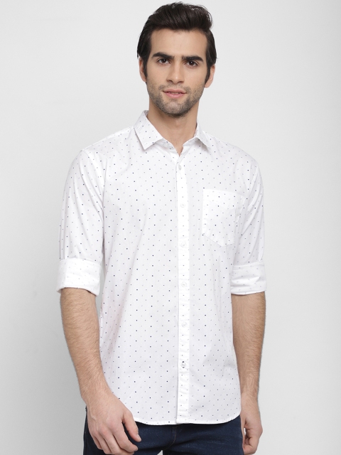 

cape canary Men White Regular Fit Printed Casual Shirt