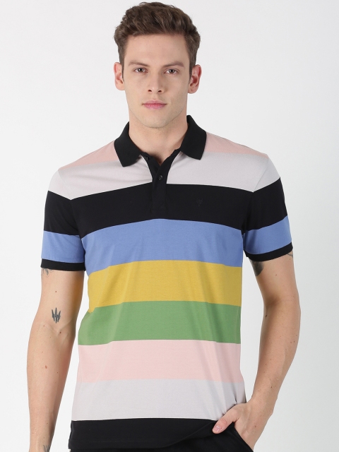 

BLACK BUCK Men Black Colourblocked Polo Collar T-shirt