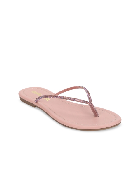 

Truffle Collection Women Nude-Coloured Embellished Open Toe Flats