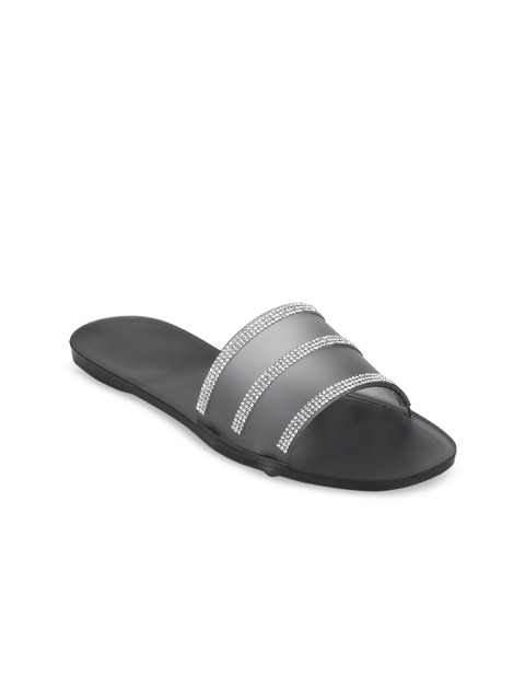 

Truffle Collection Women Grey Embellished Open Toe Flats