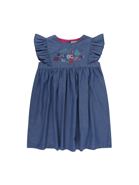 

Lilly and Sid Girls Navy Blue Embroidered Fit and Flare Sustainable Dress