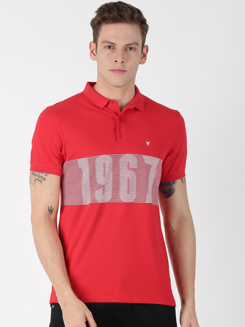 

BLACK BUCK Men Red Printed Polo Collar T-shirt