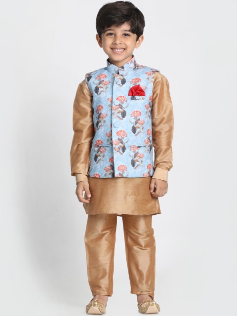 

JBN Creation Boys Gold-Toned Printed Kurta with Pyjamas
