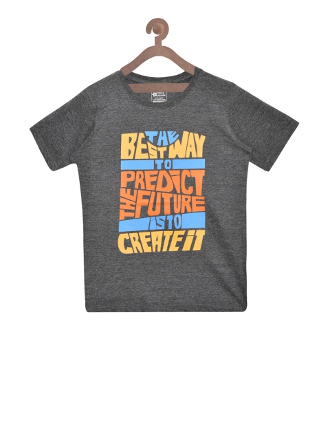 

Circle Square Boys Grey & Yellow Printed Round Neck T-shirt