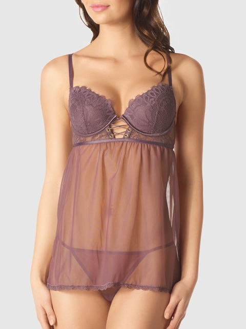 

La Senza Women Purple Solid Baby Doll