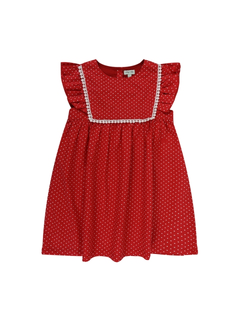 

Lilly and Sid Girls Red Printed Organic Cotton Fit and Flare Sustainable Dress