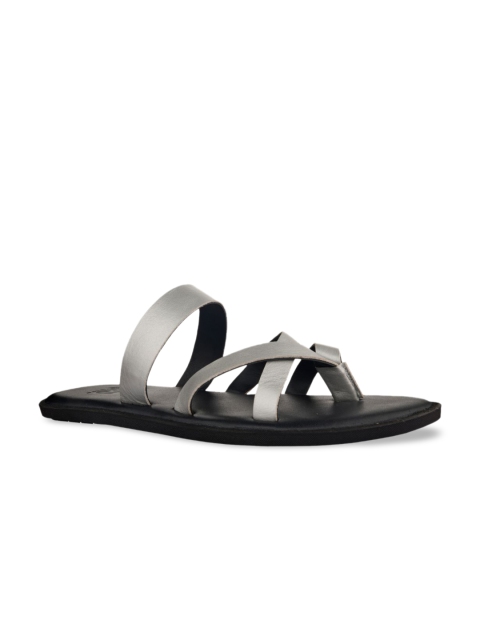 

SKO Men Silver-Toned Greek Sandal Strap Sandals
