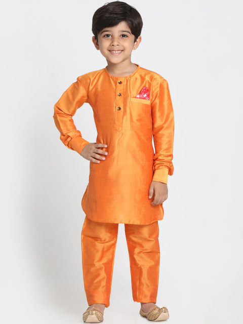 

JBN Creation Boys Orange Solid Kurta with Pyjamas