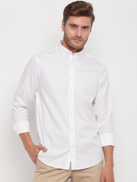

GANT Men White Regular Fit Solid Casual Shirt