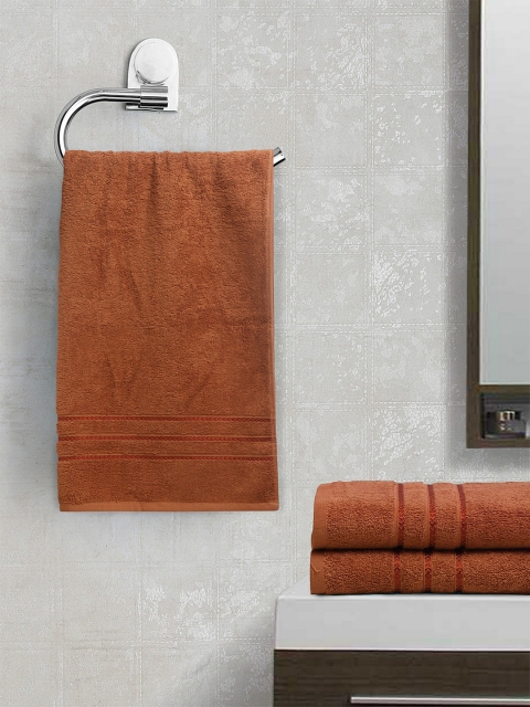 

BOMBAY DYEING Unisex Set Of 3 Rust Brown Solid Flora 350 GSM Medium Towels