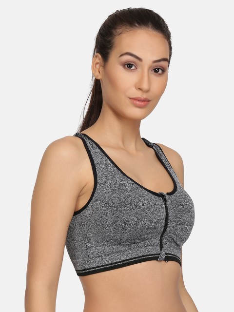 

PRETTYBOLD Grey Solid Non-Wired Lightly Padded Sports Bra PBX-03