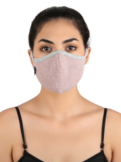 

Pluchi Women Pink & Grey Woven Design 2-Ply Reusable Cloth Mask