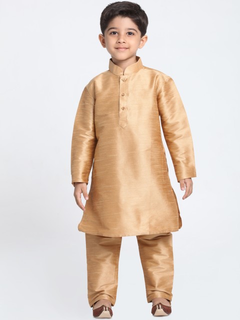 

JBN Creation Boys Gold-Toned Solid Kurta with Pyjamas
