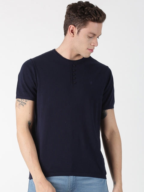 

BLACK BUCK Men Navy Blue Solid Henley Neck T-shirt