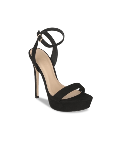 

Truffle Collection Women Black Solid Suede Platform Heels