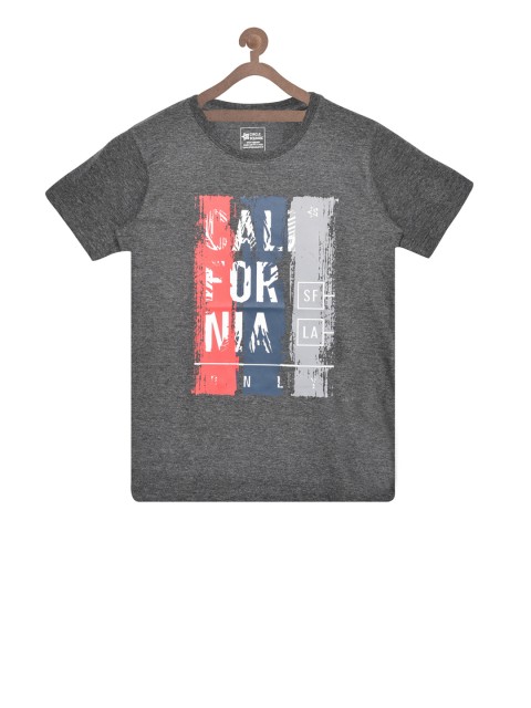 

Circle Square Boys Grey & Blue Printed Round Neck T-shirt