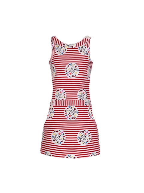 

naughty ninos Girls White Striped Fit and Flare Dress