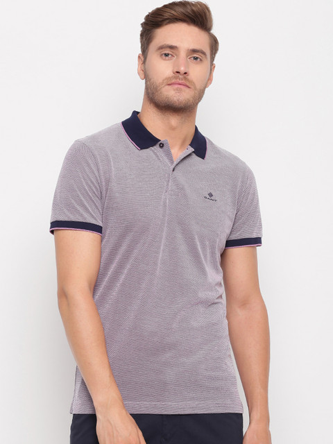 

GANT Men Purple Solid Polo Collar T-shirt