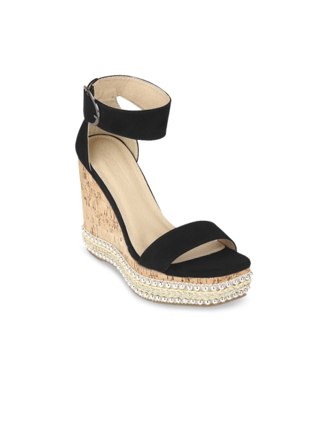 

Truffle Collection Women Black & Beige Solid Wedges