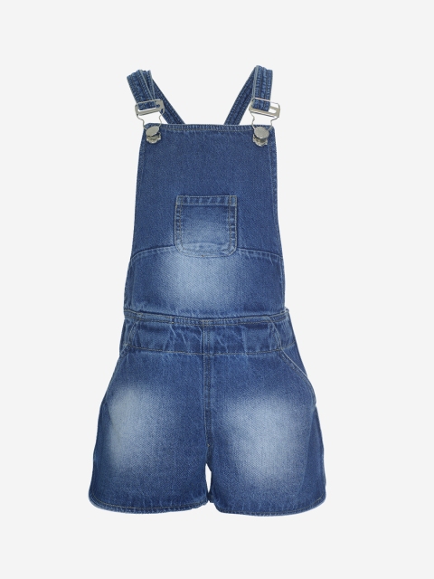 

naughty ninos Girls Blue Washed Straight-Leg Denim Dungarees