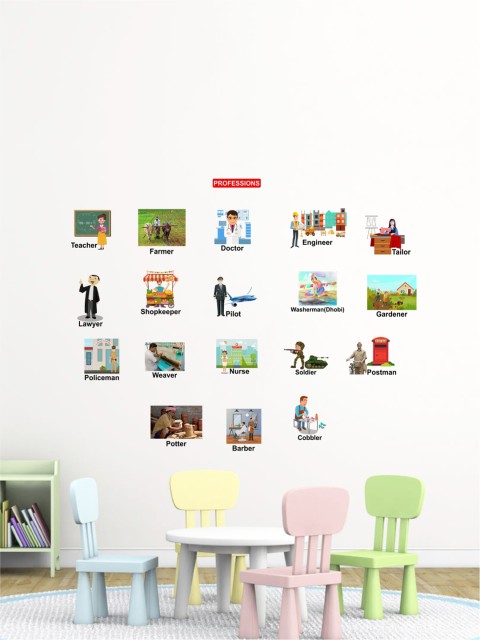 

Rawpockets Multicoloured Types of Profession PVC Vinyl Wall Stickers, Multi