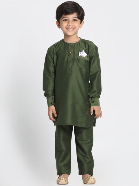 

JBN Creation Boys Green Solid Kurta with Pyjamas
