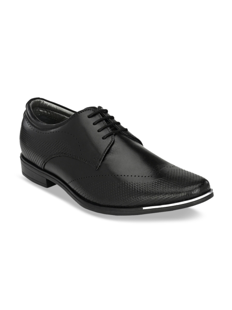 

Hitz Men Black Solid Leather Formal Derbys