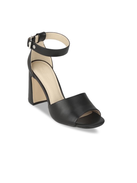 

Truffle Collection Women Black Solid Leather Heels