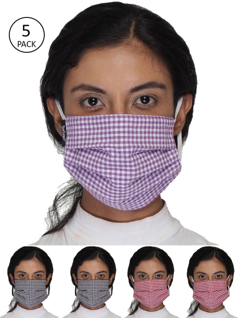 Anekaant Women Assorted Pack Of 5 3-Ply Reusable Outdoor Masks