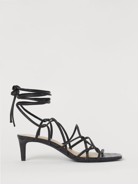 

H&M Women Black Solid Laced Sandals