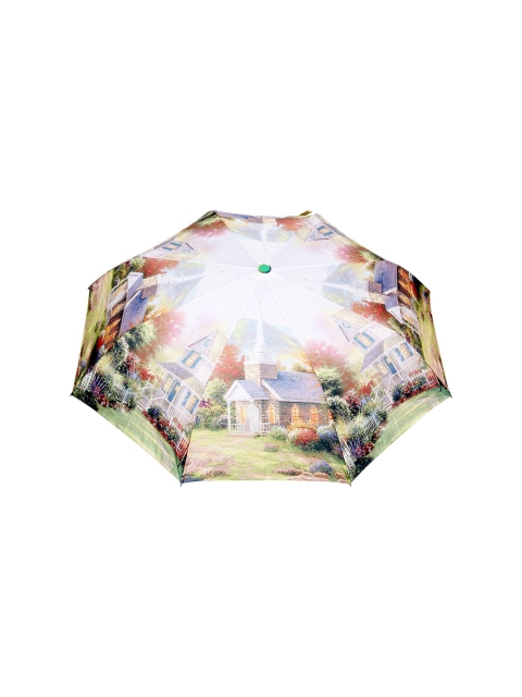 

FabSeasons Unisex Off-White & Green Printed 3 Fold All-Seasons Umbrella
