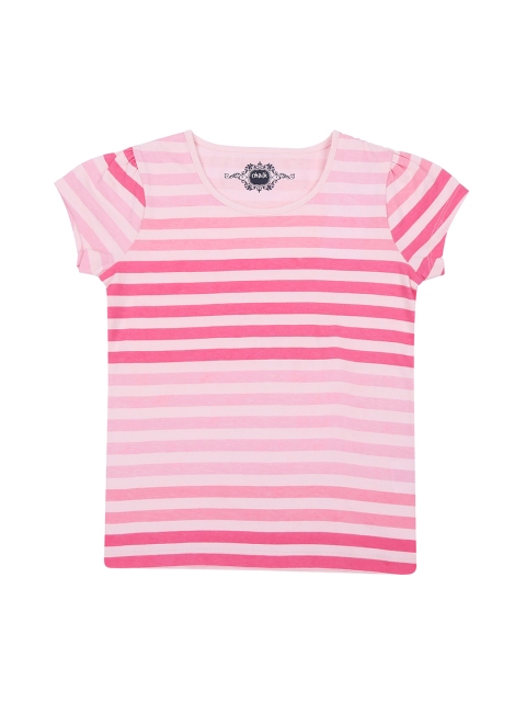 

CHALK by Pantaloons Girls Pink Striped Round Neck T-shirt