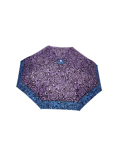 

FabSeasons Unisex Purple & Black Printed 3 Fold All-Season Umbrella