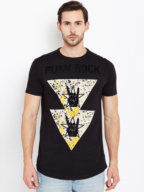 

PUNK Men Black Printed Round Neck T-shirt