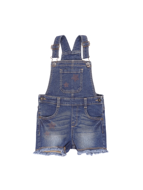 

Pantaloons Junior Girls Blue Solid Slim-Fit Denim Dungaree