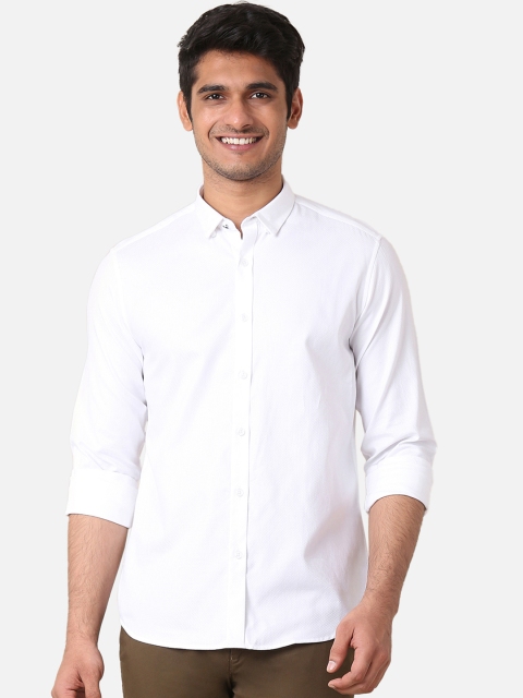 

True Blue Men White Slim Fit Solid Casual Shirt