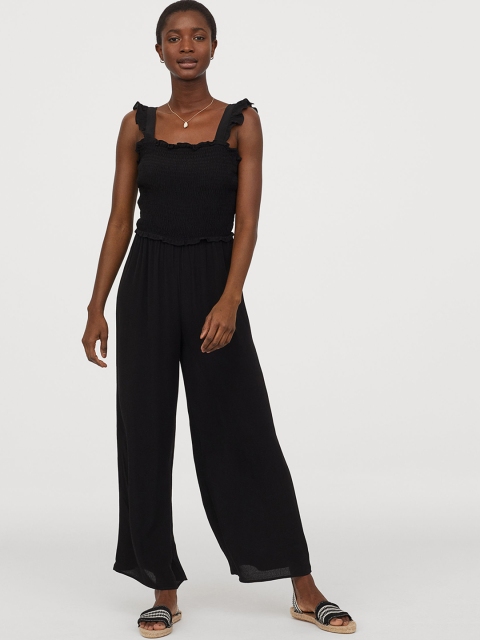 

H&M Women Black Solid Smocked Jumpsuit