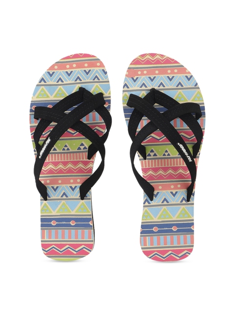 

Solethreads Women Black & Blue Aztec Printed Thong Flip-Flops