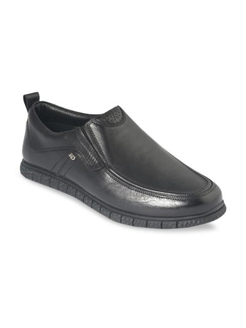 

ID Men Black Solid Genuine Leather Formal Slip-Ons