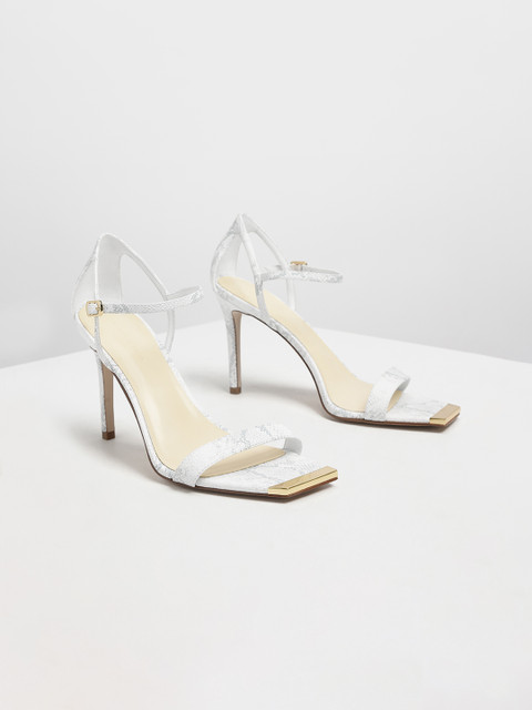 

CHARLES & KEITH Women White Solid Sandals