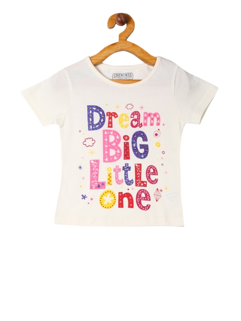 

Cherokee Girls White Printed Round Neck T-shirt