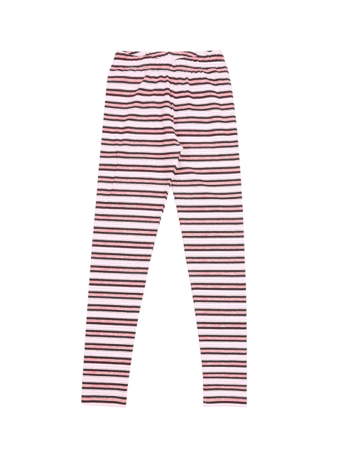 

POPPERS by Pantaloons Girls White & Pink Striped Ankle-Length Leggings