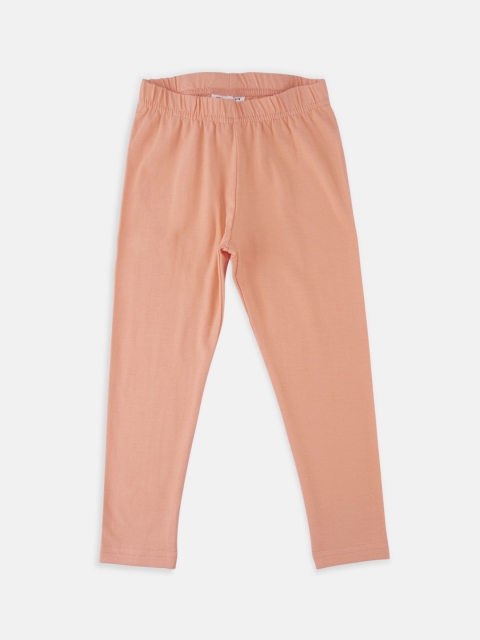 

CHALK by Pantaloons Girls Coral Pink Solid Ankle-Length Leggings