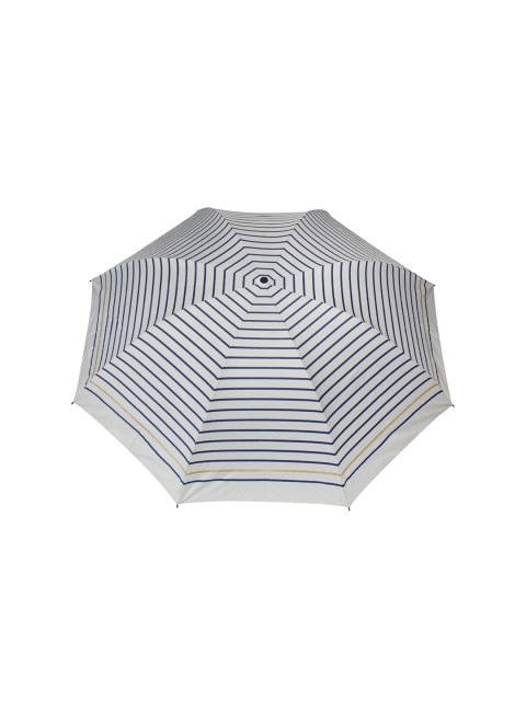 

FabSeasons Unisex White & Blue Striped 3 Fold Fancy All-Weather Umbrella