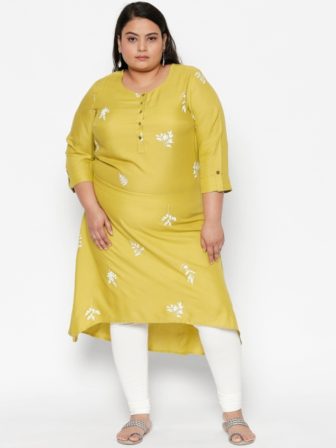

RANGMANCH PLUS by Pantaloons Women Yellow Printed A-Line Kurta